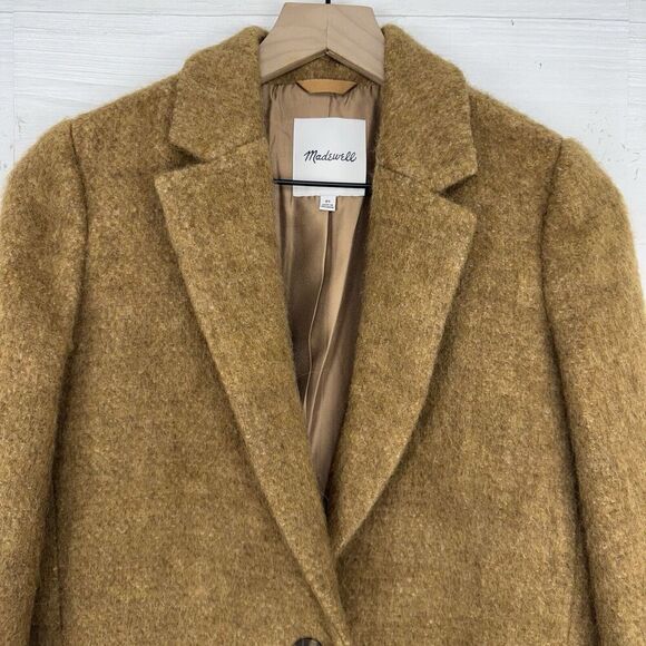 Madewell Boucle Larsen Blazer XS Toffee Brown Wool Alpaca Blend Single Breasted - Picture 4 of 16